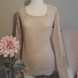 (MOSSIMO) Tan Crochet Knit Sweater NEW